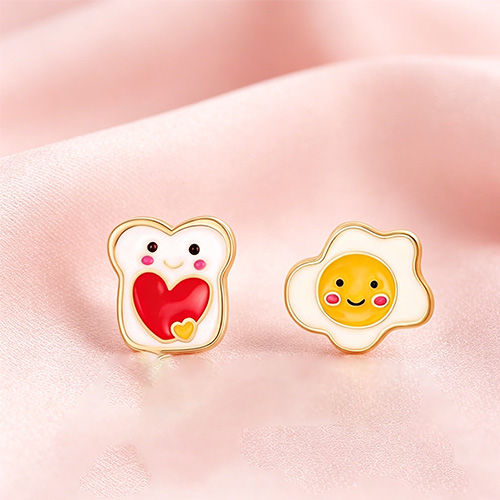 Toast & Fried Egg Mismatched Food Stud Earrings